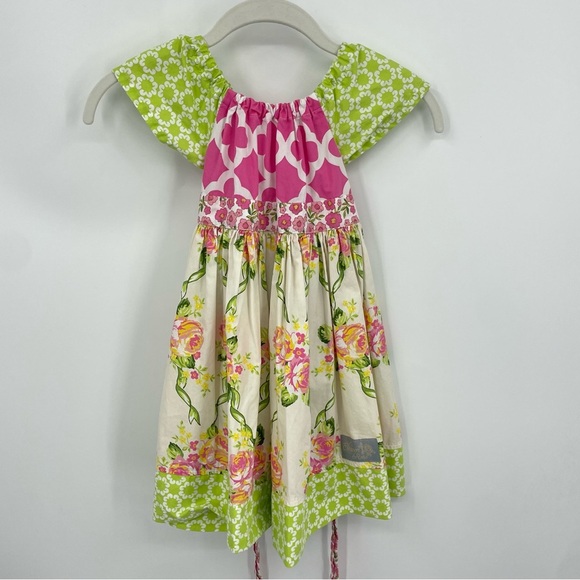 Eleanor Rose Girls Size 4-5 Ladylike Allie Floral Dress pink green - Picture 2 of 5